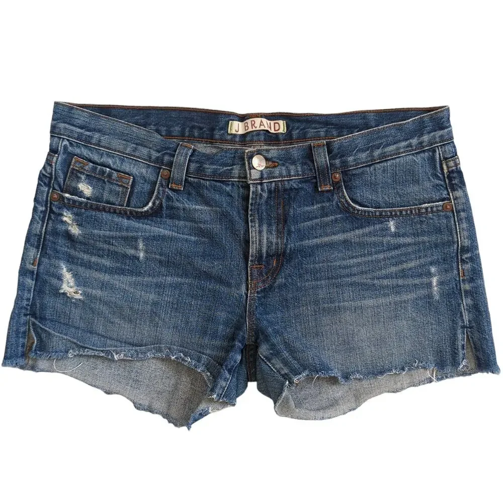 J Brand Women's Denim Shorts Rio Leon Distressed Cut off Jean Mid Rise Summer 27